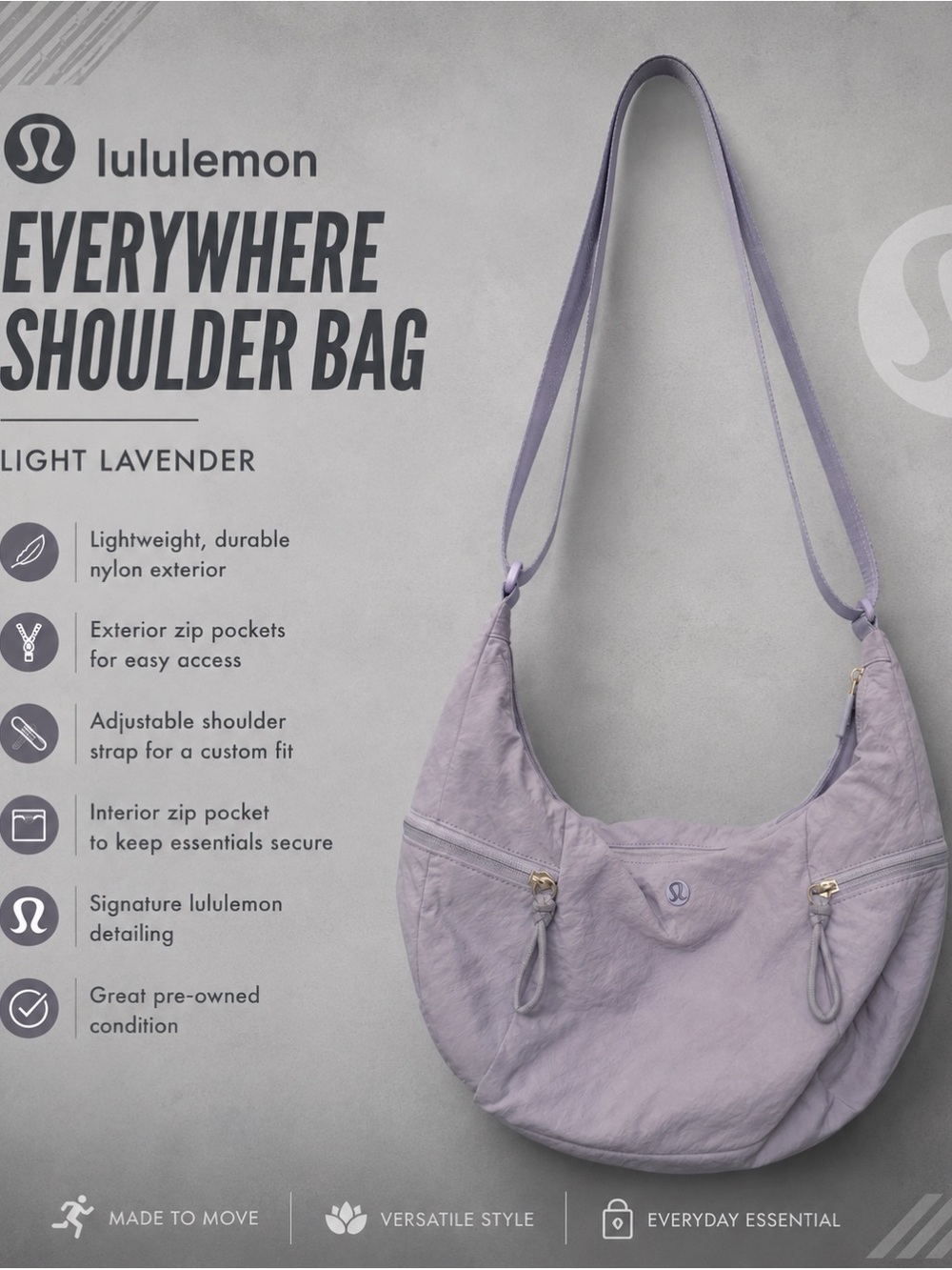 lululemon athletica Everywhere Shoulder Bag - Light Lavender